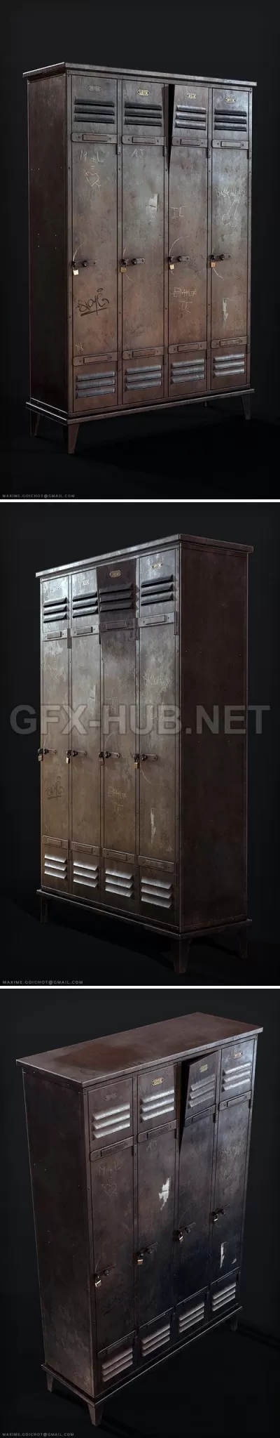 PBR Game 3D Model – Metal Locker – Maxime Goicho