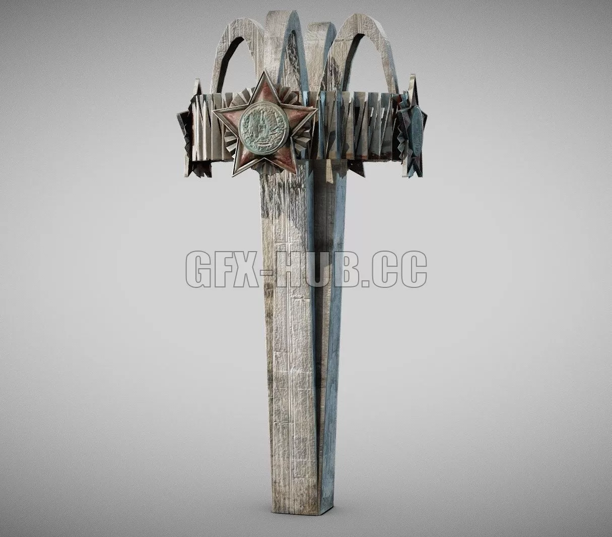 PBR Game 3D Model – Metallic soviet Stella monument