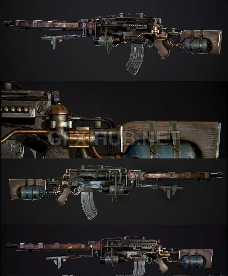 PBR Game 3D Model – Metro Exodus Junk Rifle