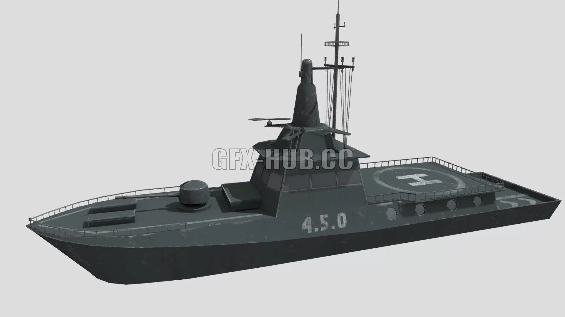 PBR Game 3D Model – Military Rocket Boat