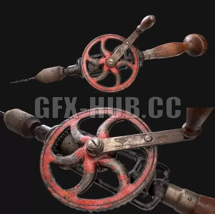 PBR Game 3D Model – Millers Falls Hand Drill PBR