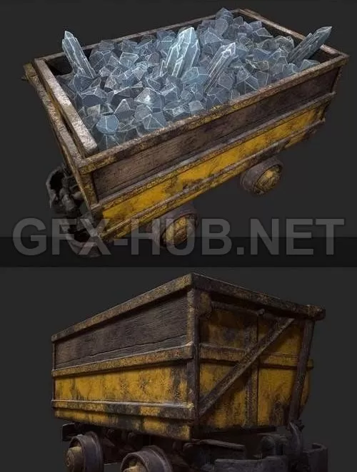 PBR Game 3D Model – Mine Cart 02 PBR