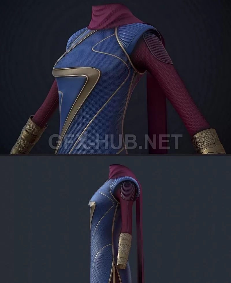 PBR Game 3D Model – Miss Marvel Outfit