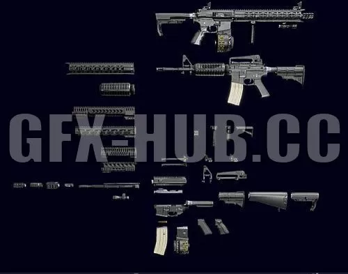 PBR Game 3D Model – Modular AR15