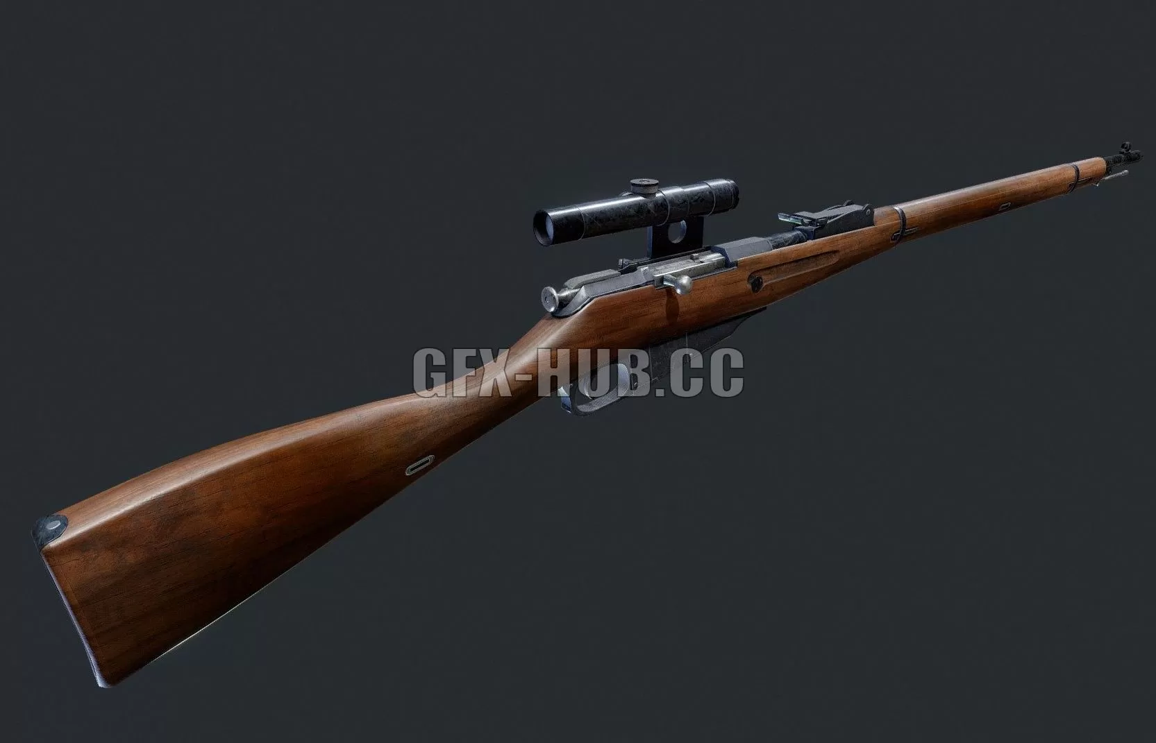 PBR Game 3D Model – Mosin Nagant (WW2 USSR Sniper rifle)