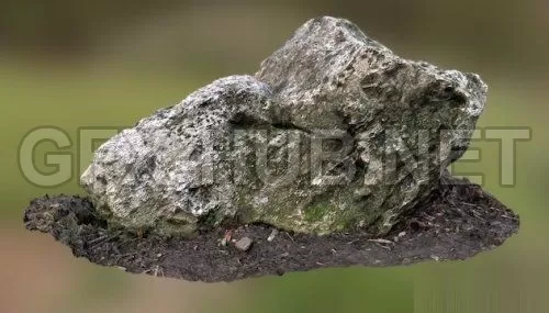 PBR Game 3D Model – Mossy Rock (fbx)