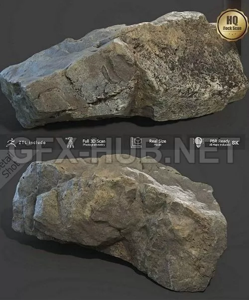 PBR Game 3D Model – Mountain Rock Scan