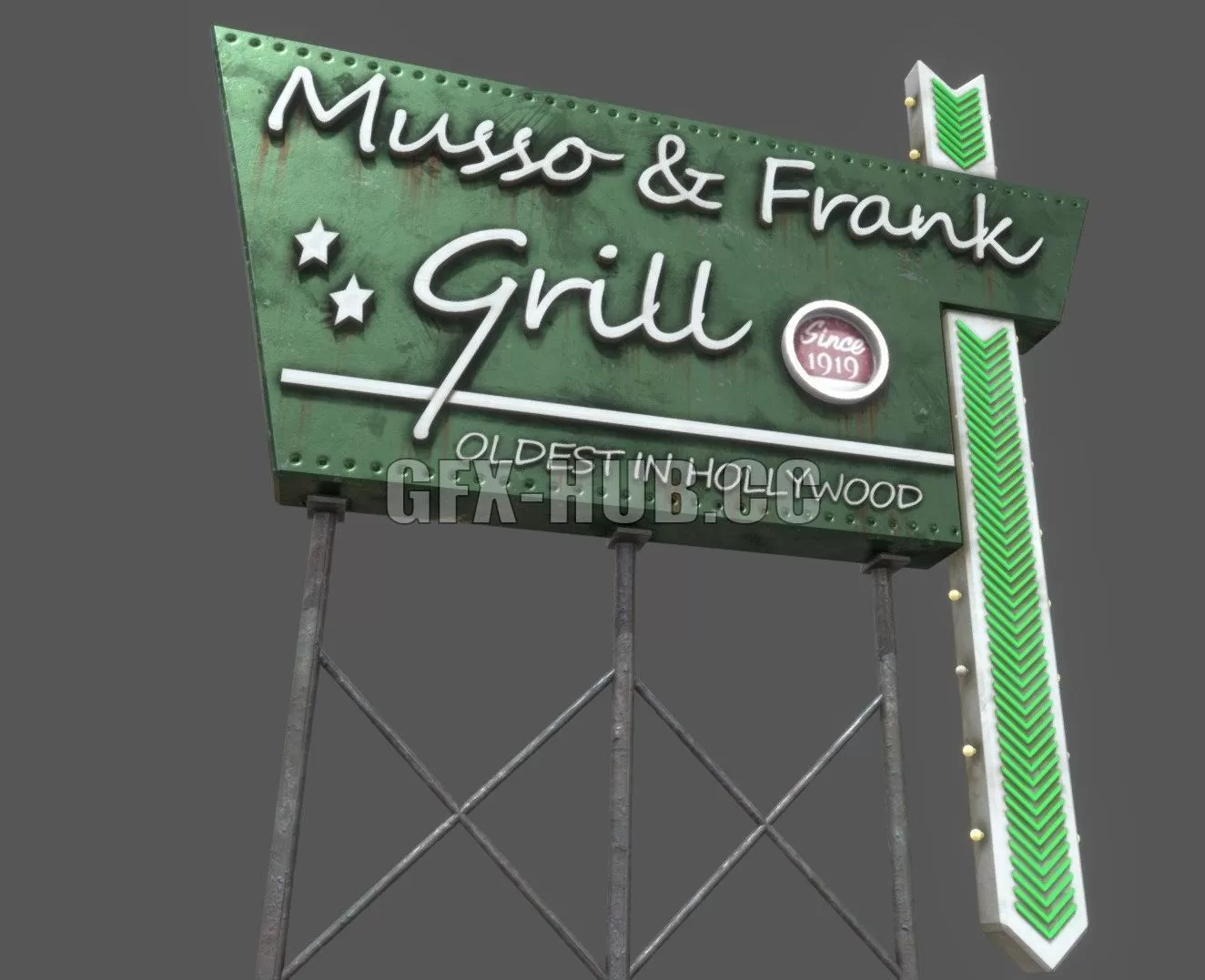 PBR Game 3D Model – Musso & Frank Restaurant Signage