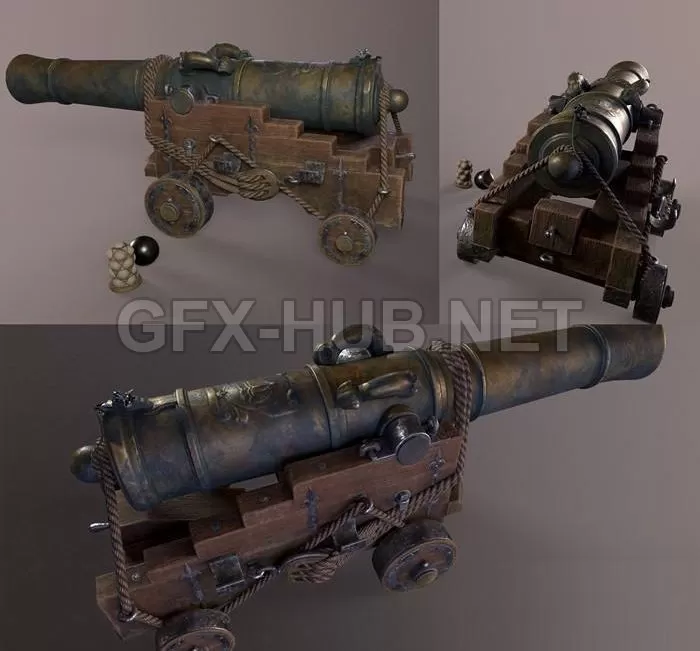 PBR Game 3D Model – Naval 24-pounder long gun