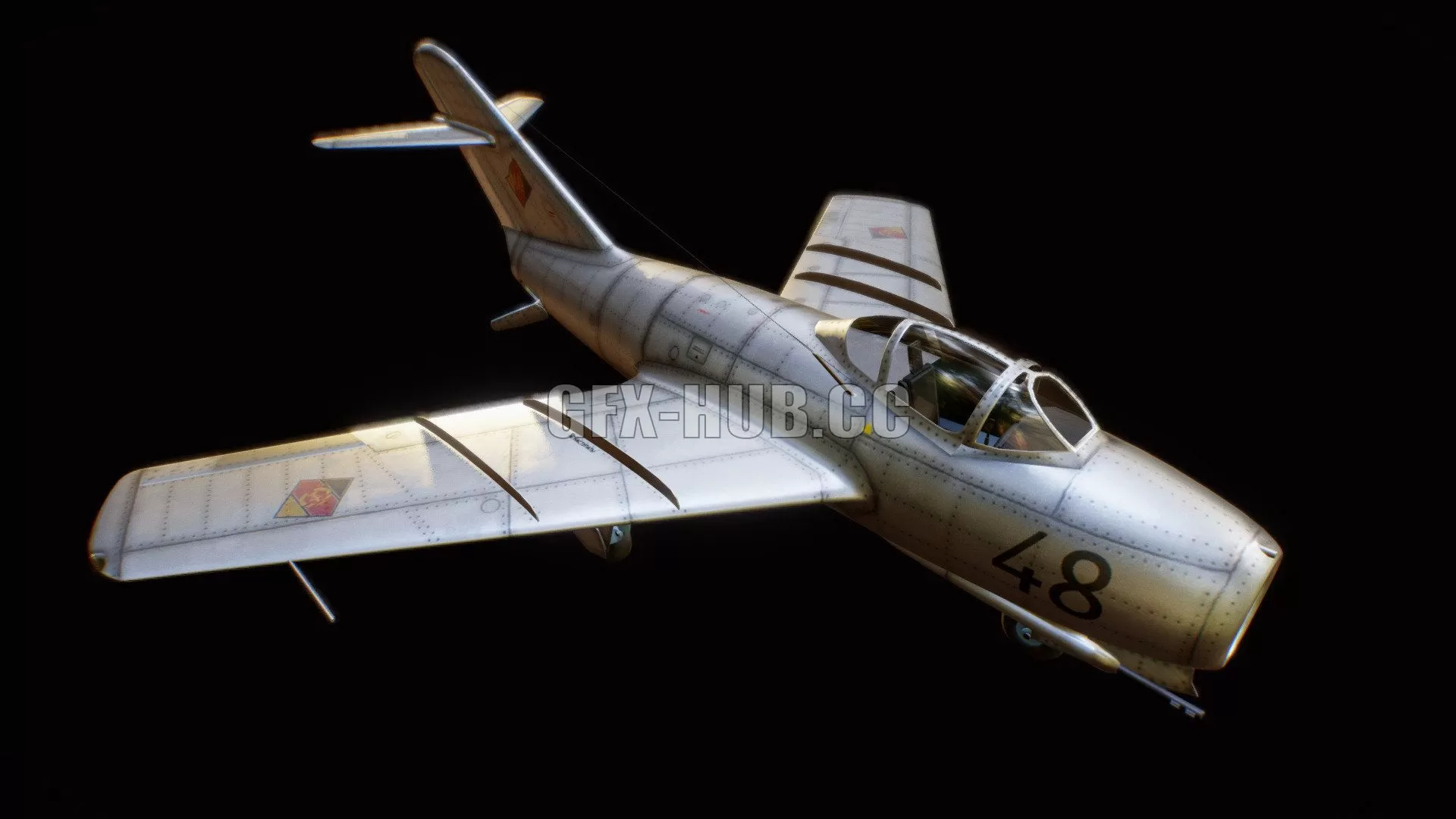 PBR Game 3D Model - NVA DDR MiG-15 - 3DSKY Decor Helper