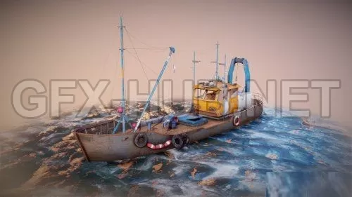 PBR Game 3D Model – Old Fishing Boat
