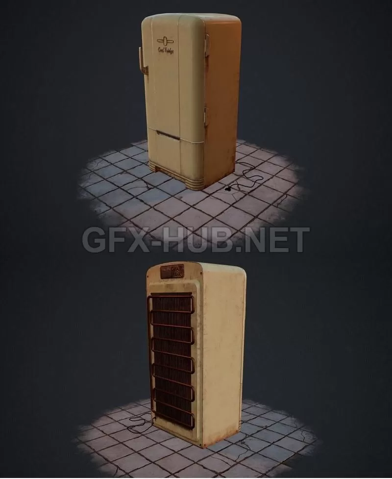 PBR Game 3D Model – Old Fridge