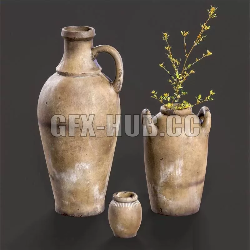 PBR Game 3D Model – Old Jars
