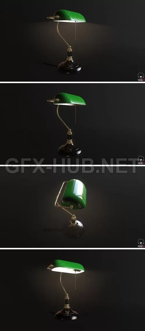 PBR Game 3D Model – Old office desk lamp