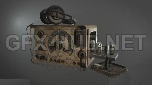 PBR Game 3D Model – Old Radio and Headphones