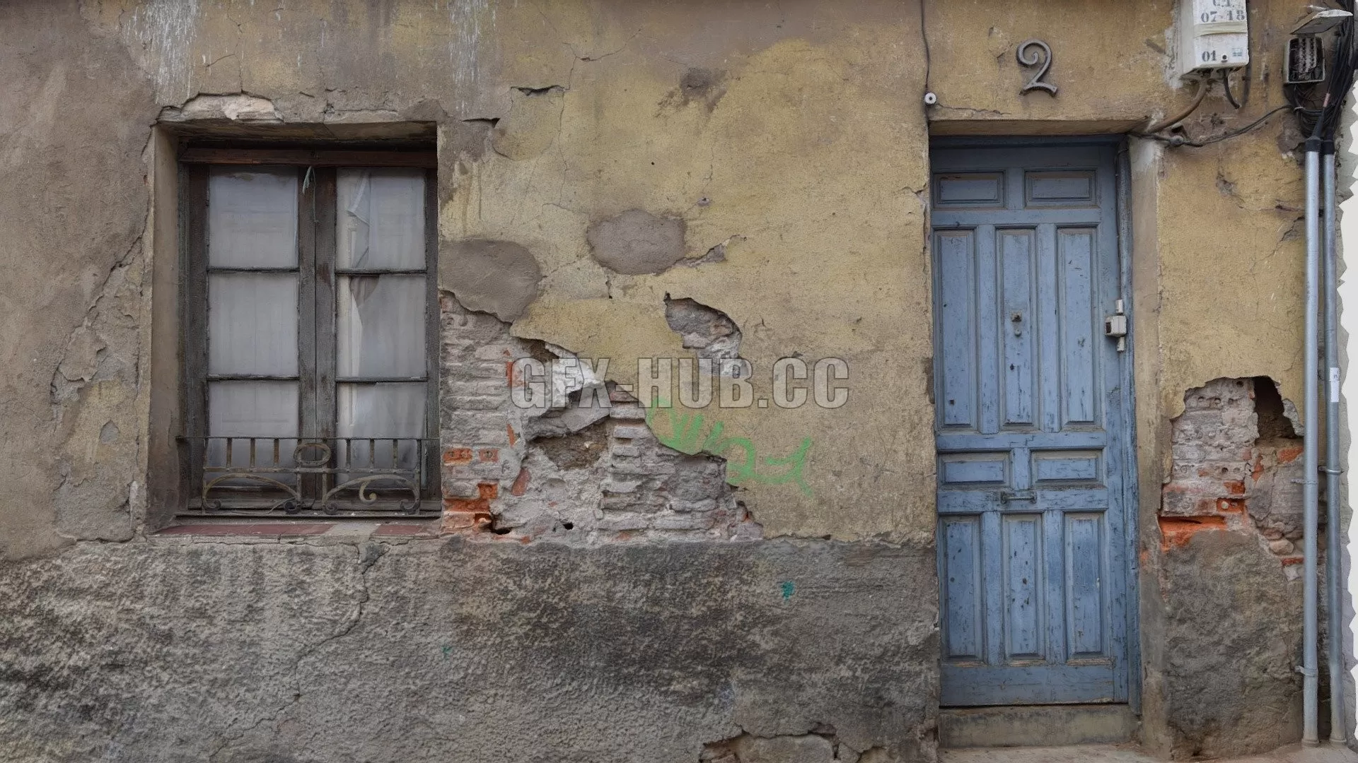 PBR Game 3D Model – Old Window and door house