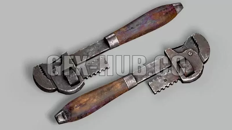 PBR Game 3D Model – Old Wrench