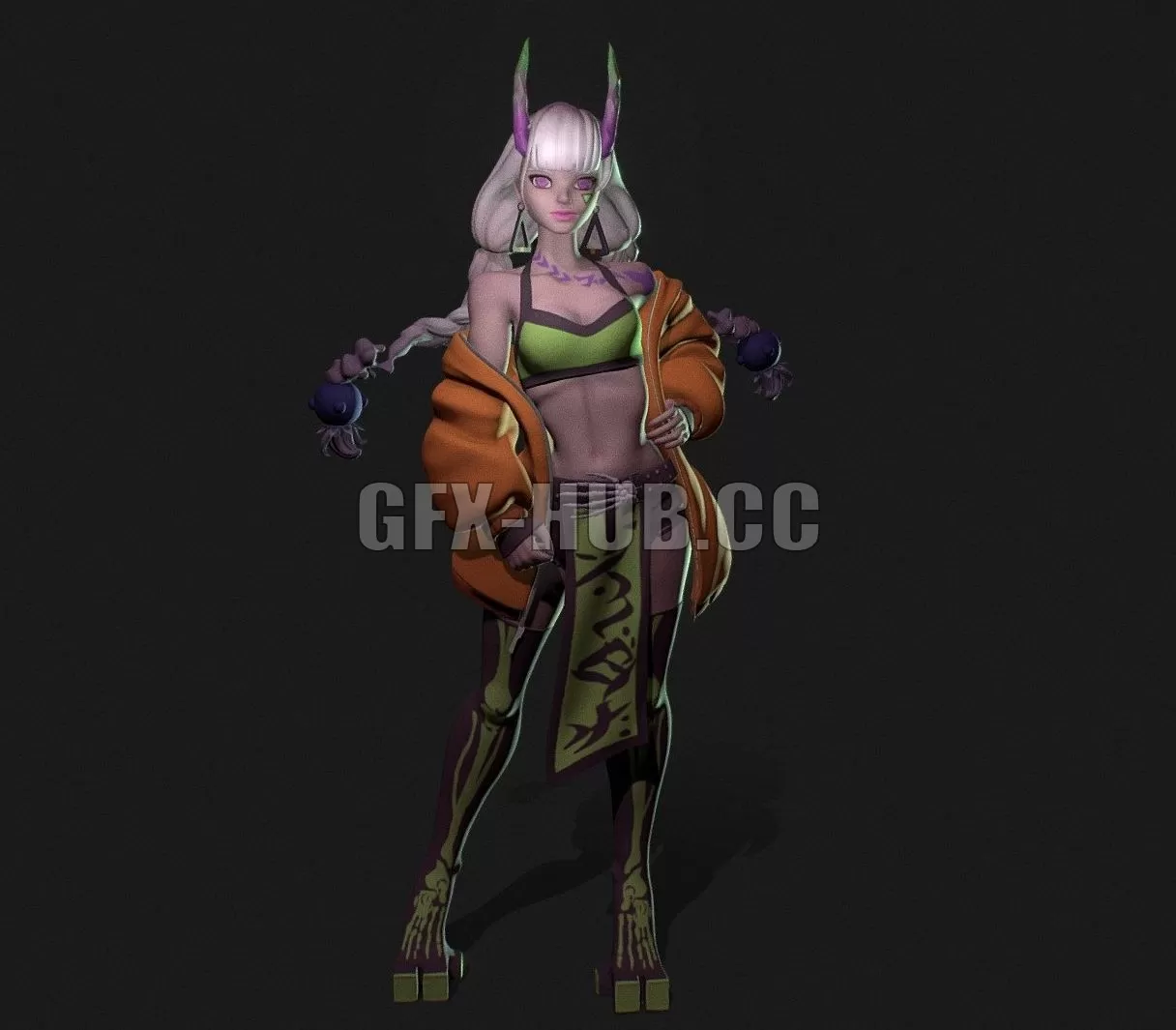 PBR Game 3D Model – Oni girl
