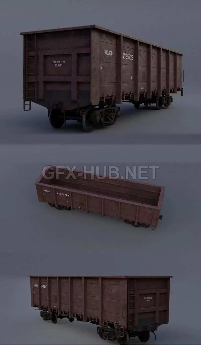 PBR Game 3D Model – Open wagon