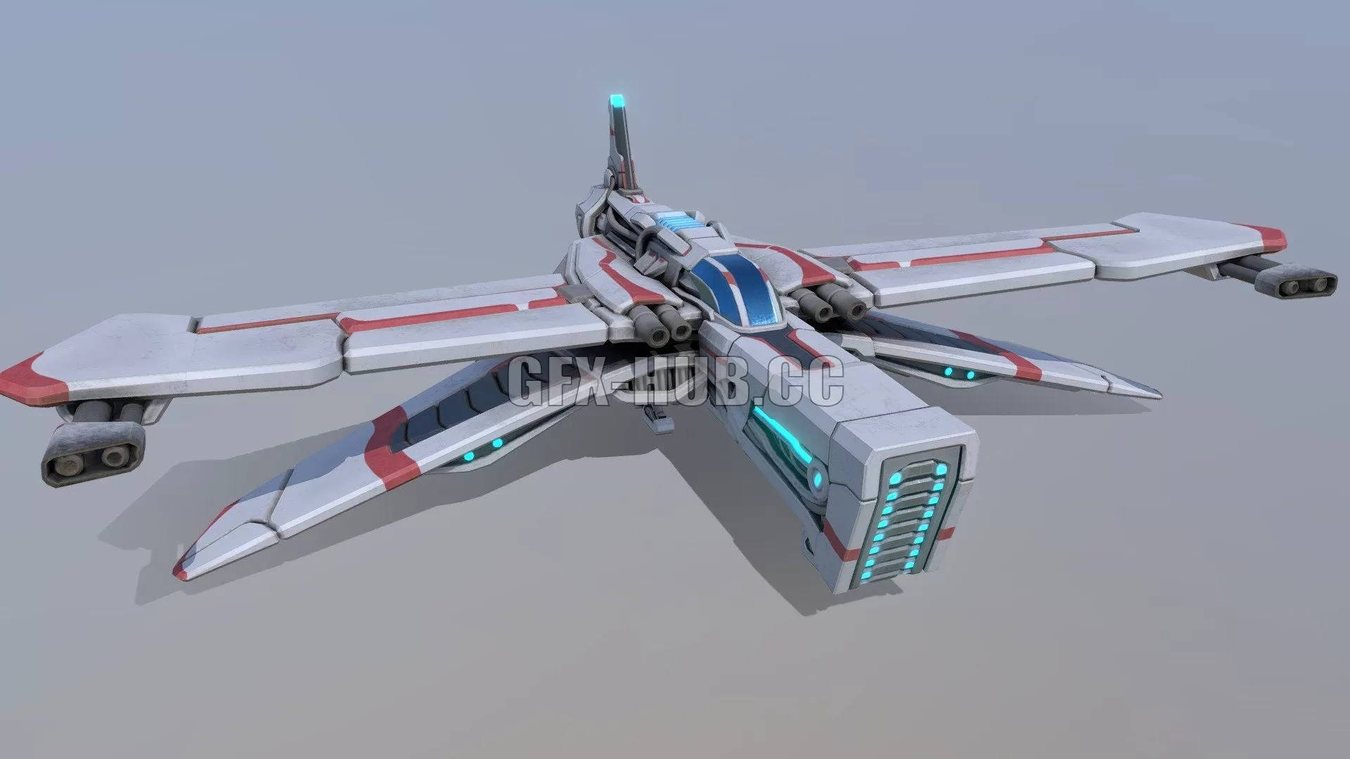 PBR Game 3D Model – P400 Fighter spaceship