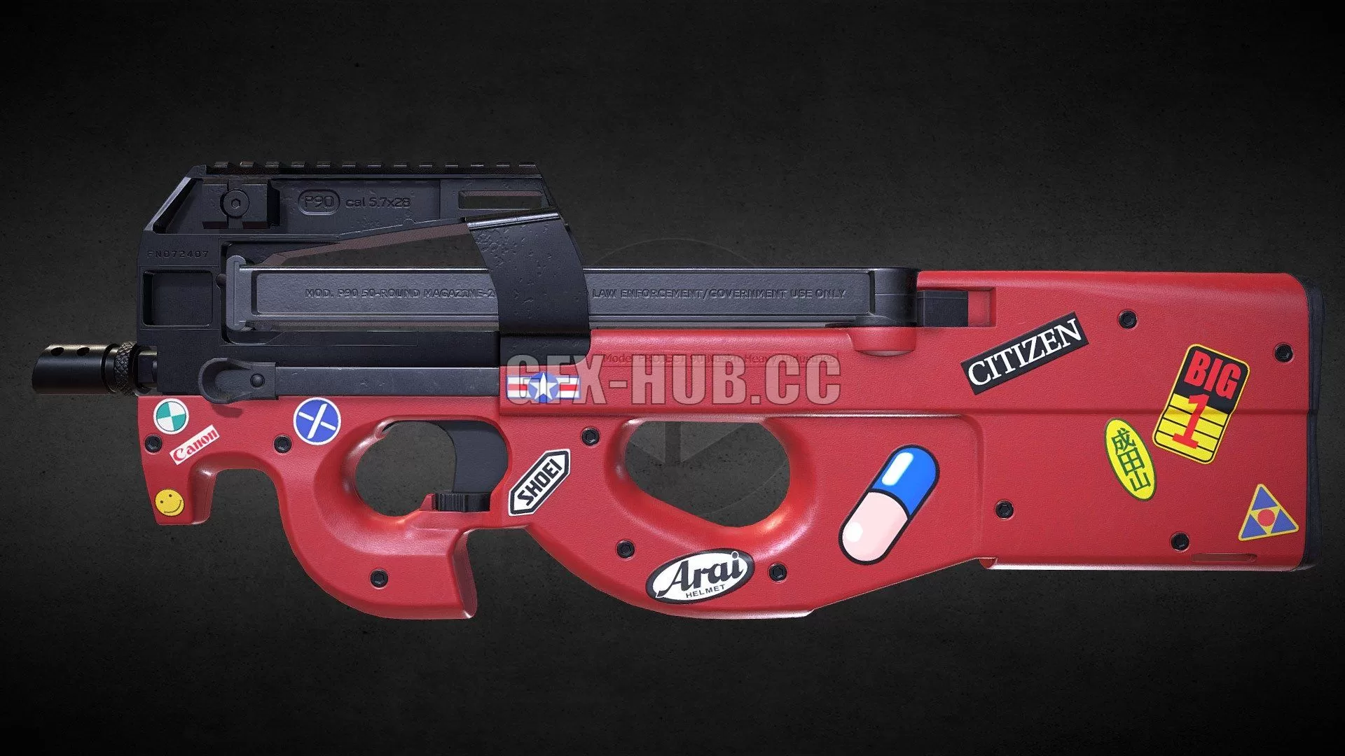 PBR Game 3D Model – P90 Akira Anime themed