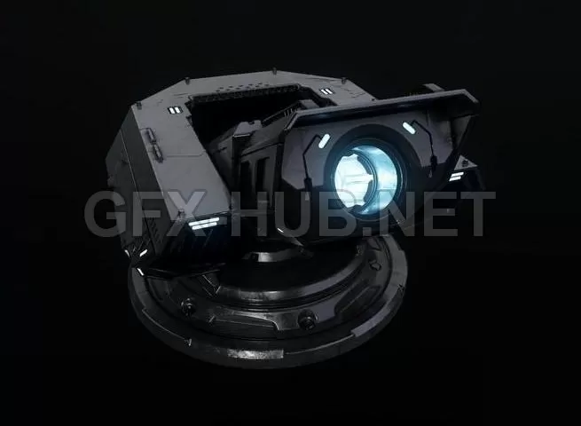 PBR Game 3D Model – Particle Beam Turret PBR