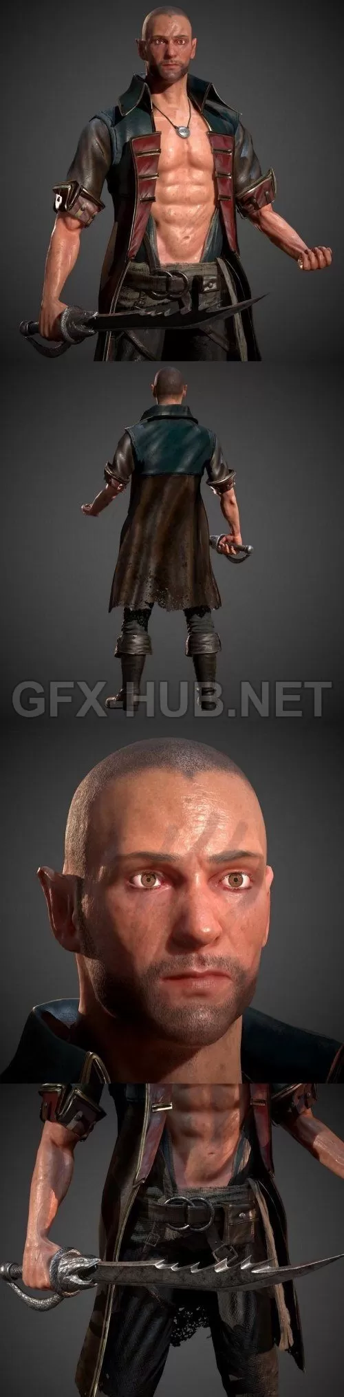 PBR Game 3D Model – PBR Elf pirate