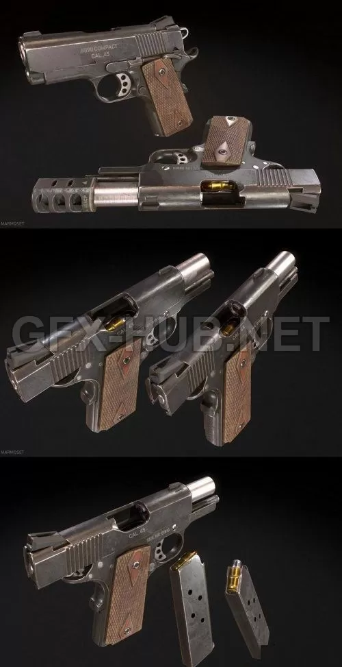 PBR Game 3D Model – PBR M1911 Compact