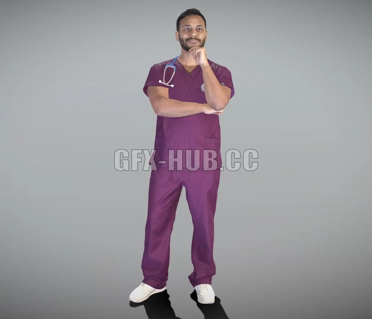 PBR Game 3D Model – Pensive young medical doctor 305