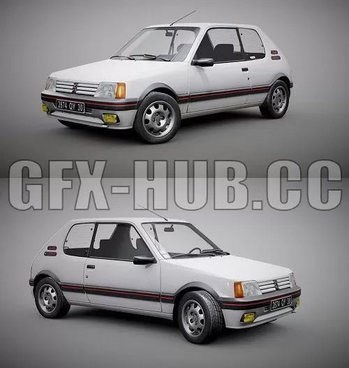 PBR Game 3D Model – Peugeot 205 GTI 1.9