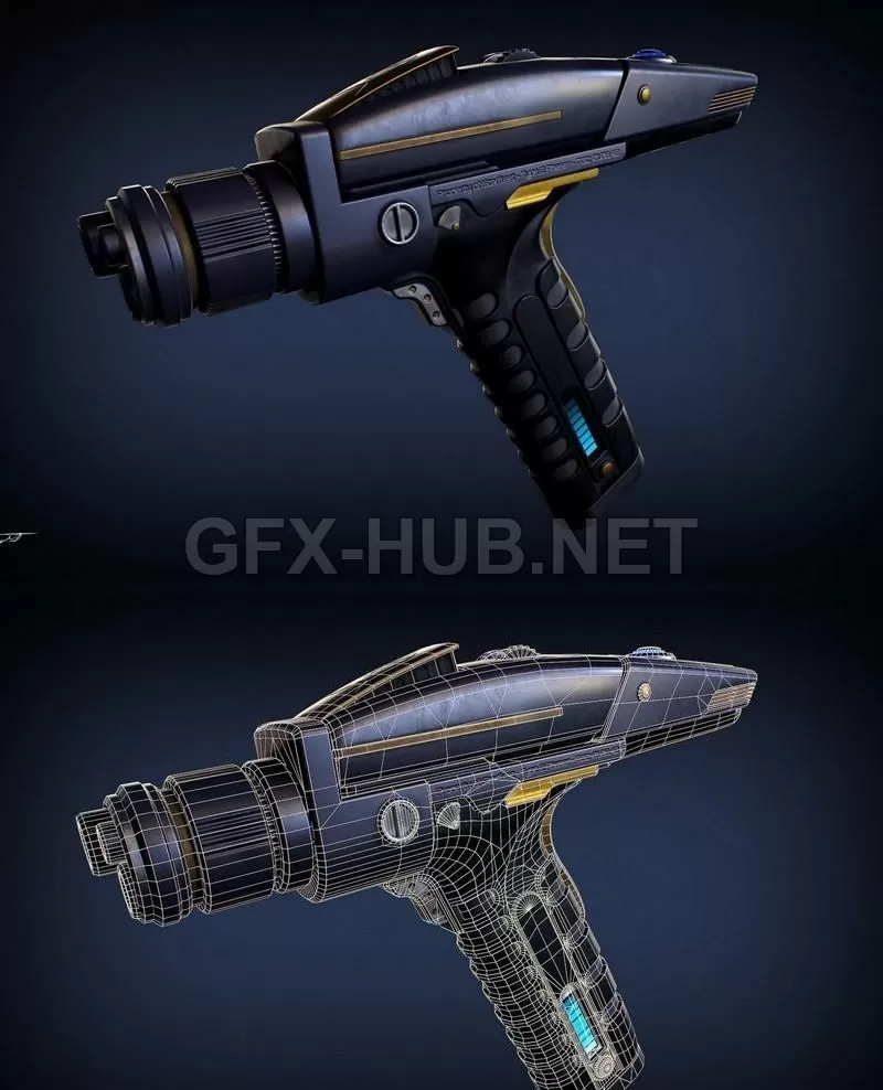 PBR Game 3D Model – Phaser Type II – Star Trek Discovery