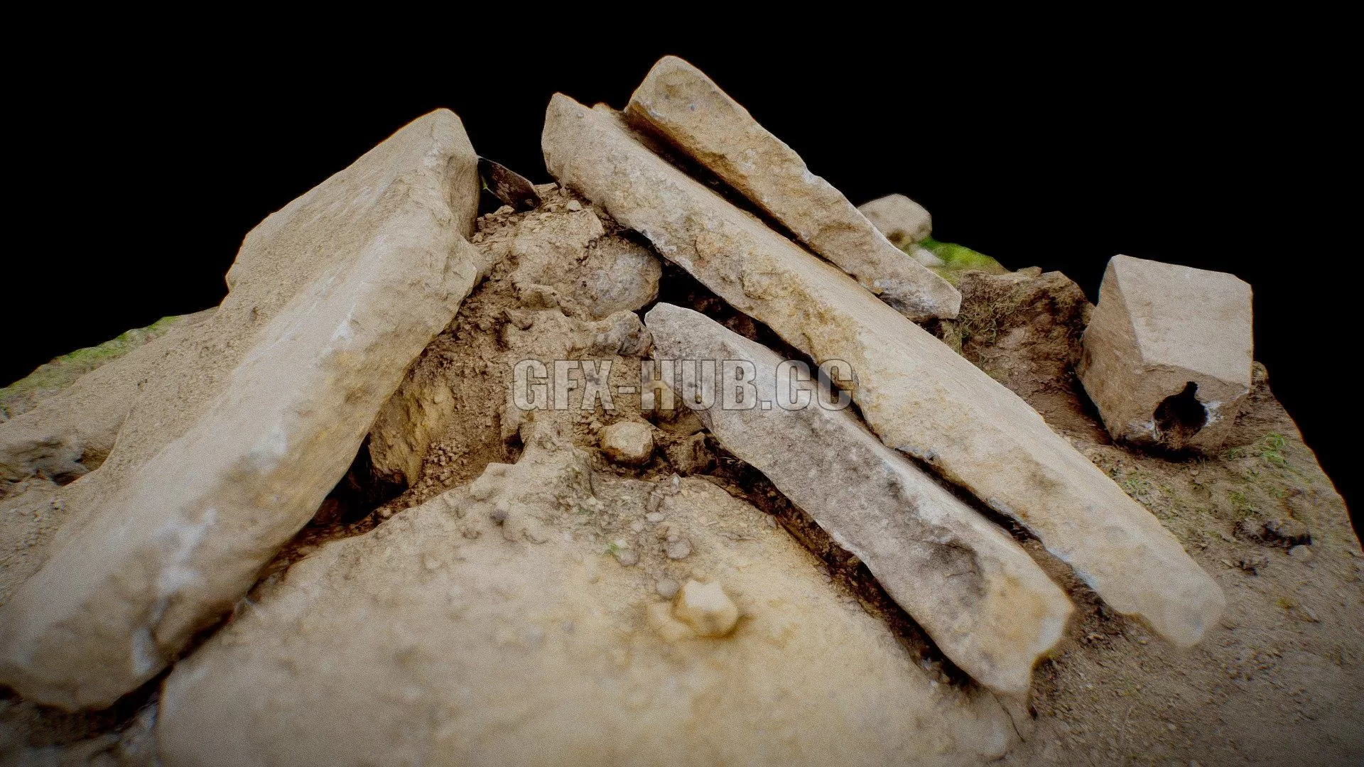 PBR Game 3D Model – Pile Of Rocks