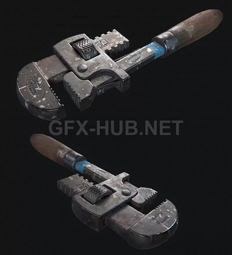 PBR Game 3D Model – Pipe wrench PBR