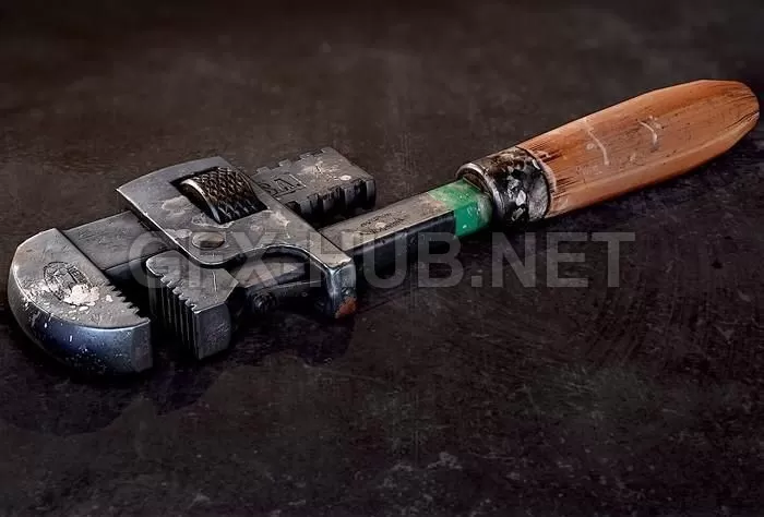 PBR Game 3D Model – Pipe wrench