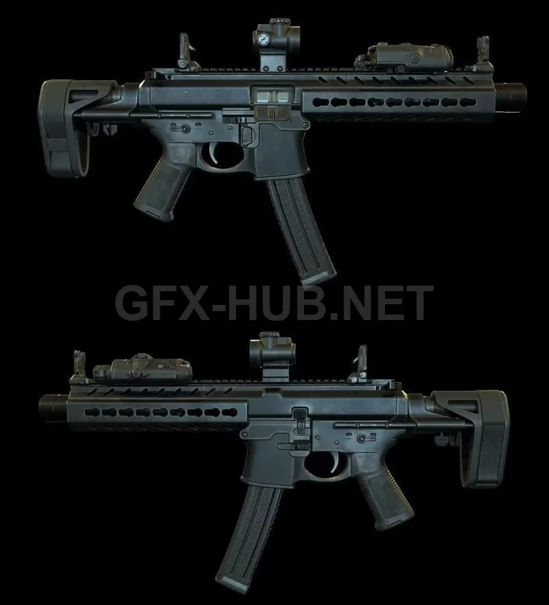 PBR Game 3D Model – Pistol Caliber Carbine