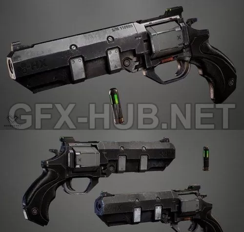 PBR Game 3D Model – Plasma Revolver