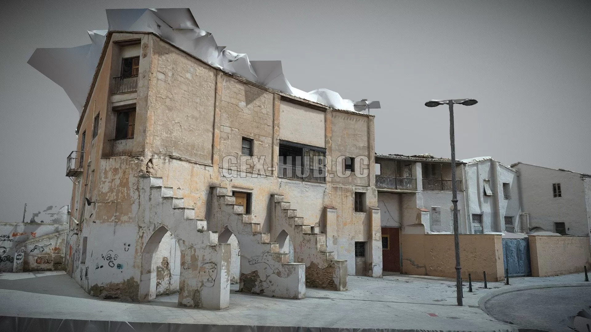 PBR Game 3D Model – Plaza De Toros Ibi Bullring Building Bulls