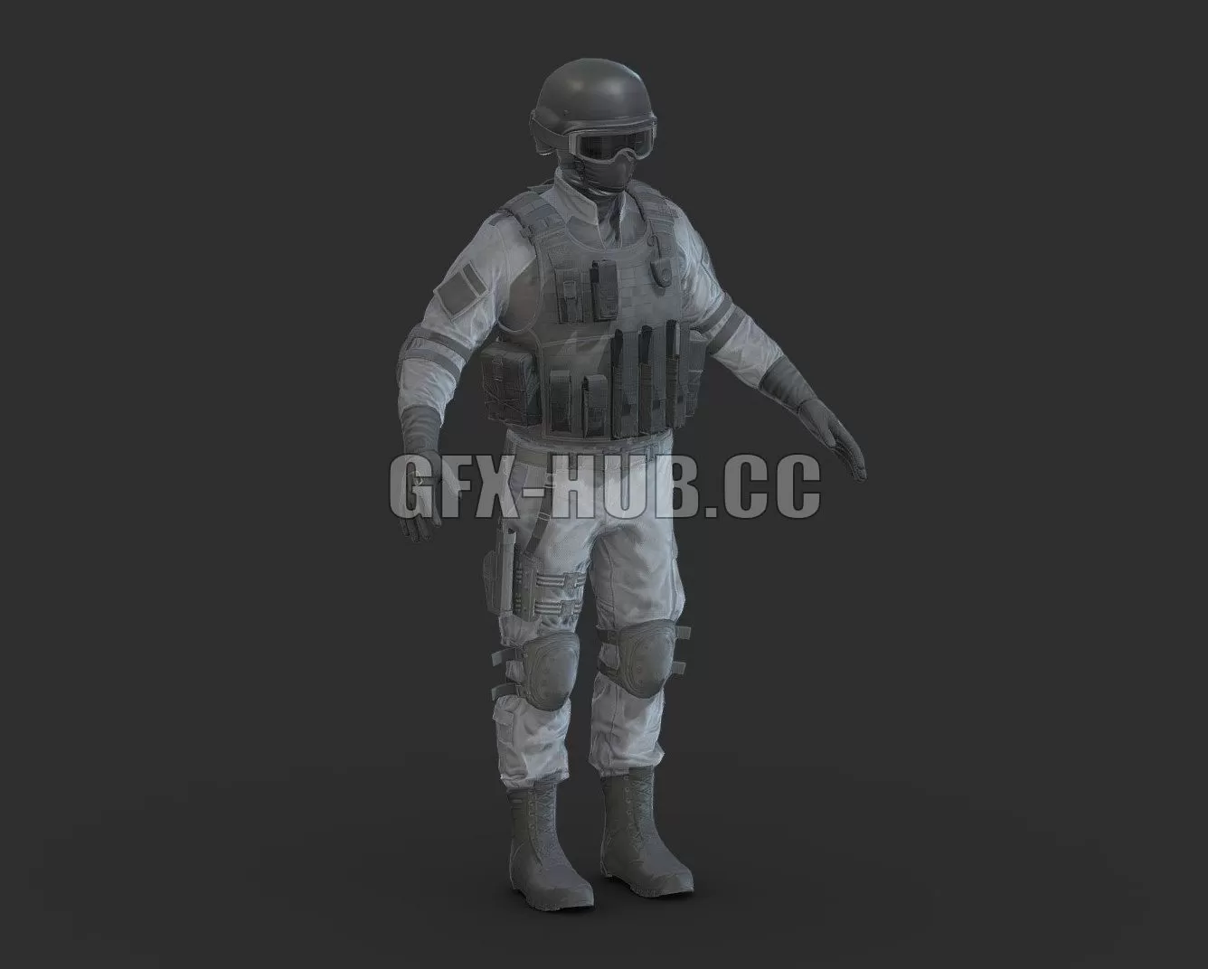 PBR Game 3D Model – Police Special Force Officer