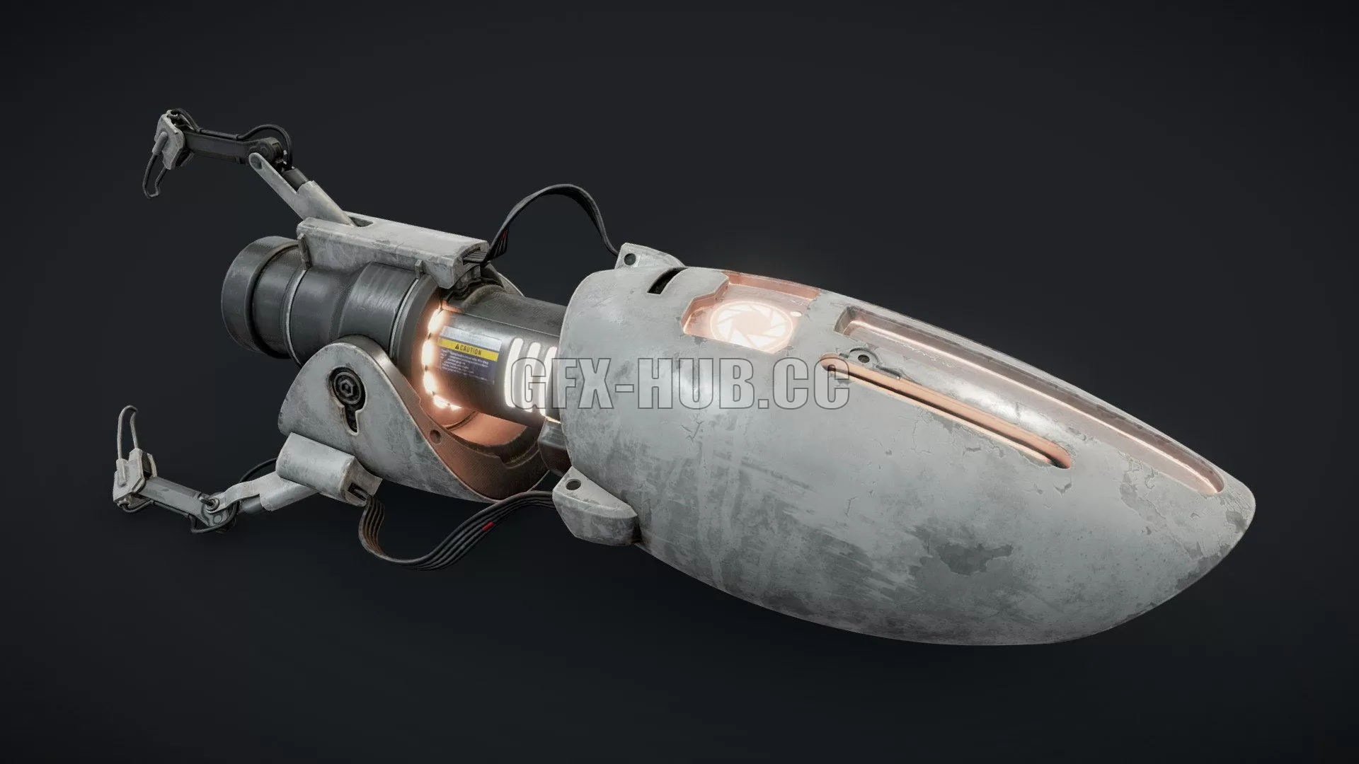 PBR Game 3D Model – Portal gun (Destroyed Aperture)