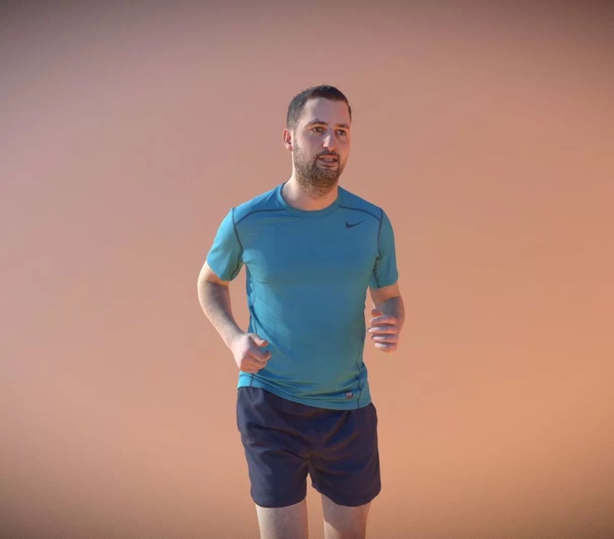 PBR Game 3D Model – Portrait Sportswear Casual Man in Shorts Running Jogging