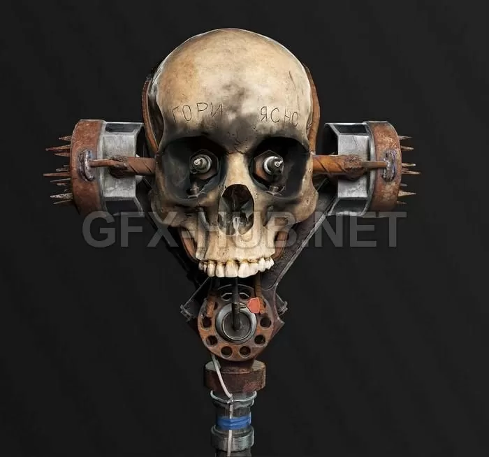 PBR Game 3D Model – Post apocaliptic battle hammer