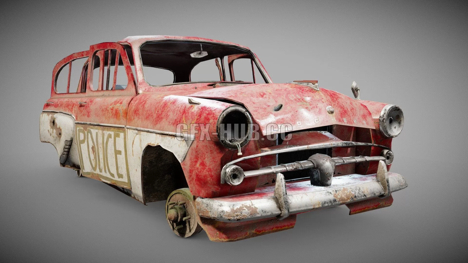 PBR Game 3D Model – post-apocalypse sedan car m407 debrish iv7