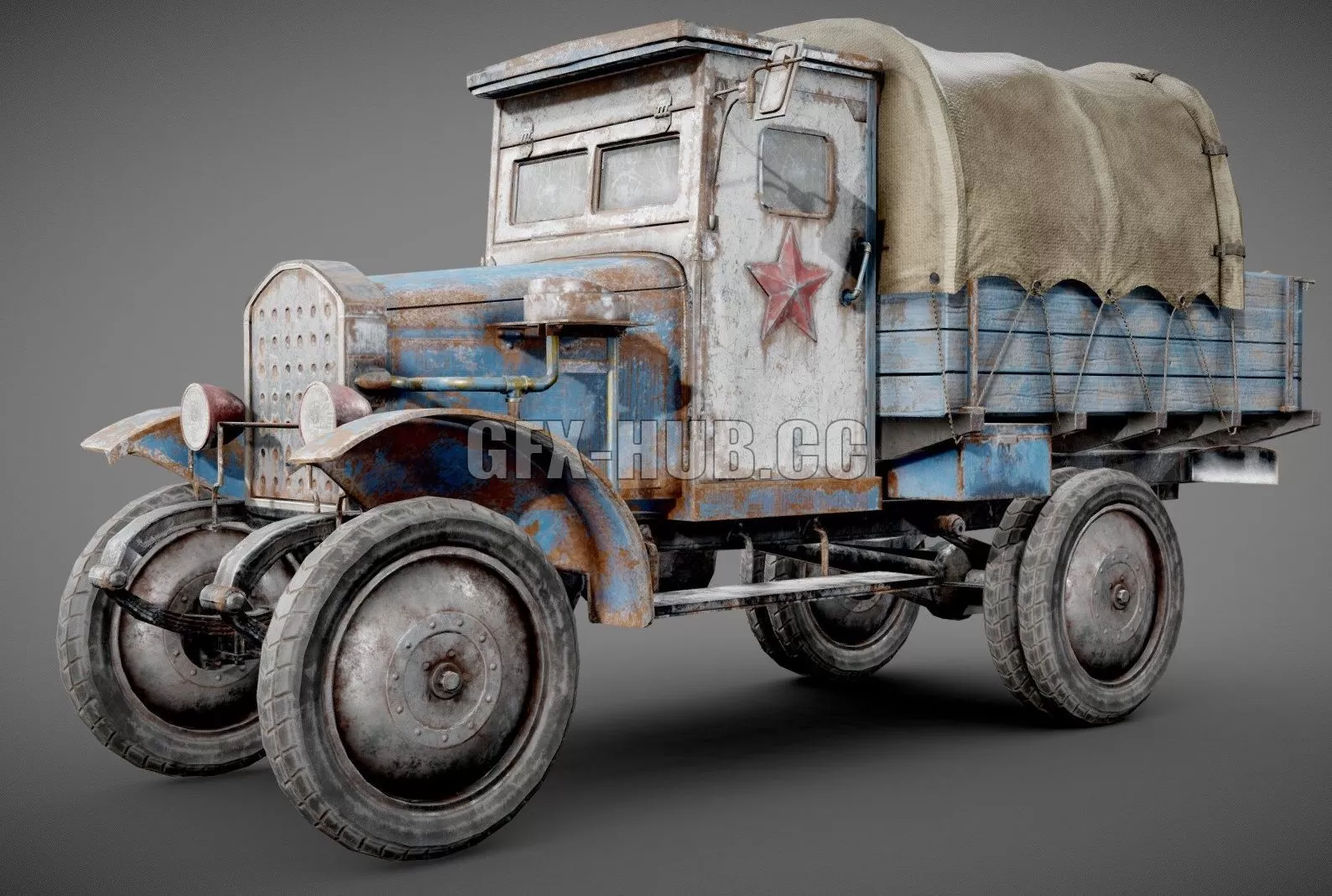PBR Game 3D Model – Postapocalypse truck level 1