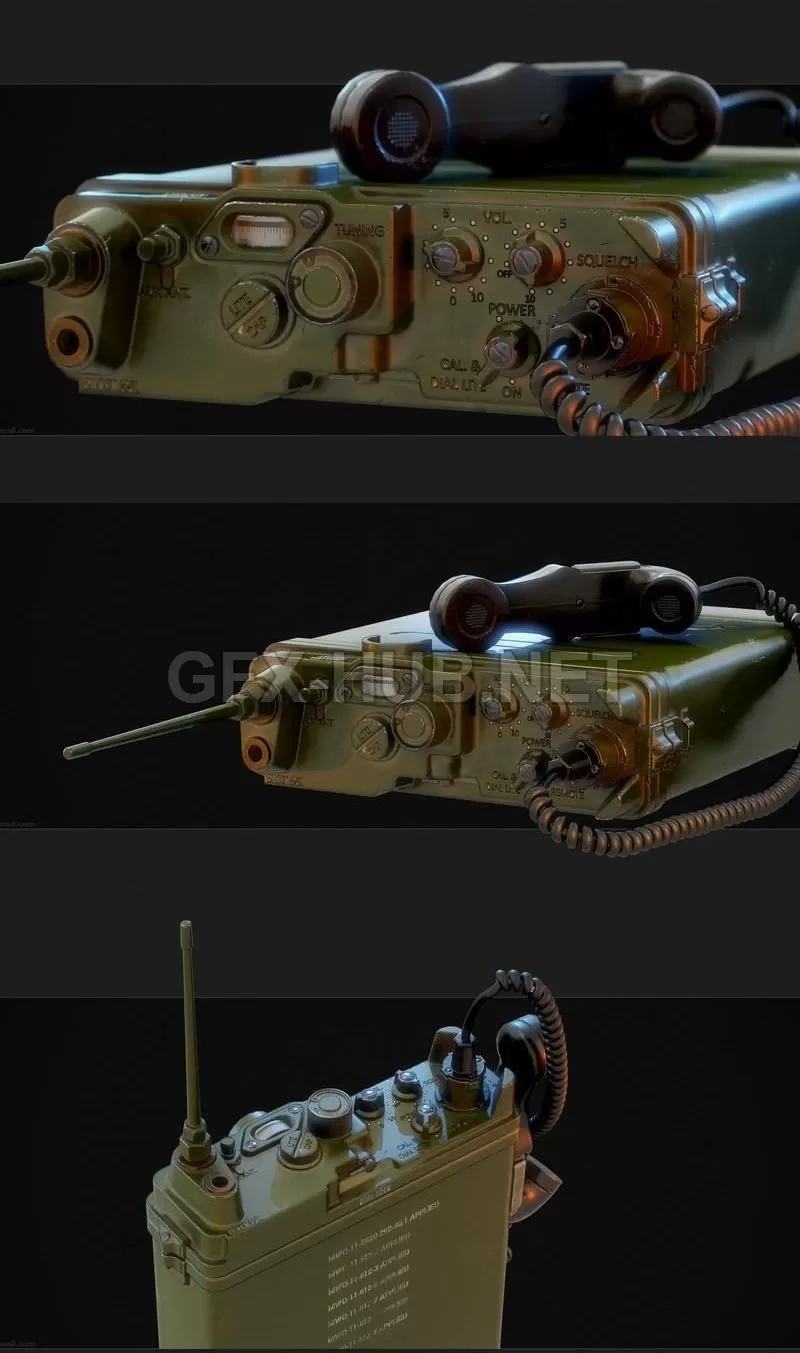 PBR Game 3D Model - PRC-10 military radio - 3DSKY Decor Helper