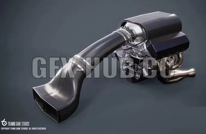 PBR Game 3D Model – Prostock Engine NHRA Championship Drag Racing