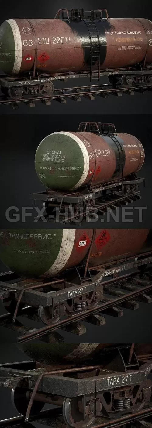 PBR Game 3D Model – RAILROAD TANK WAGON