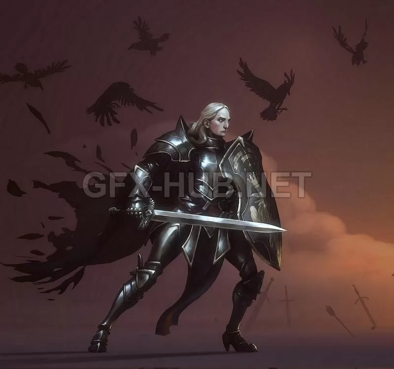 PBR Game 3D Model – Raven Knight