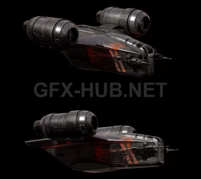 PBR Game 3D Model – Razor Crest – Low Poly