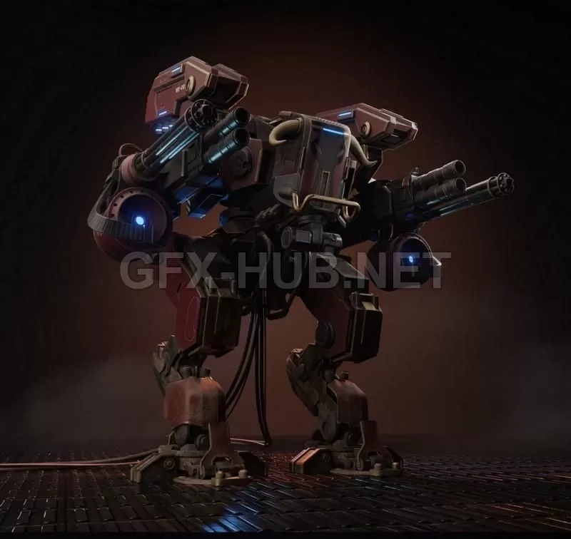 PBR Game 3D Model – Red Bull Mech