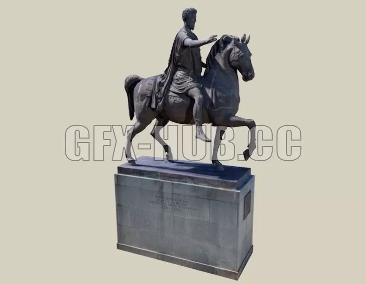 PBR Game 3D Model – Reiterstatue Marc Aurel